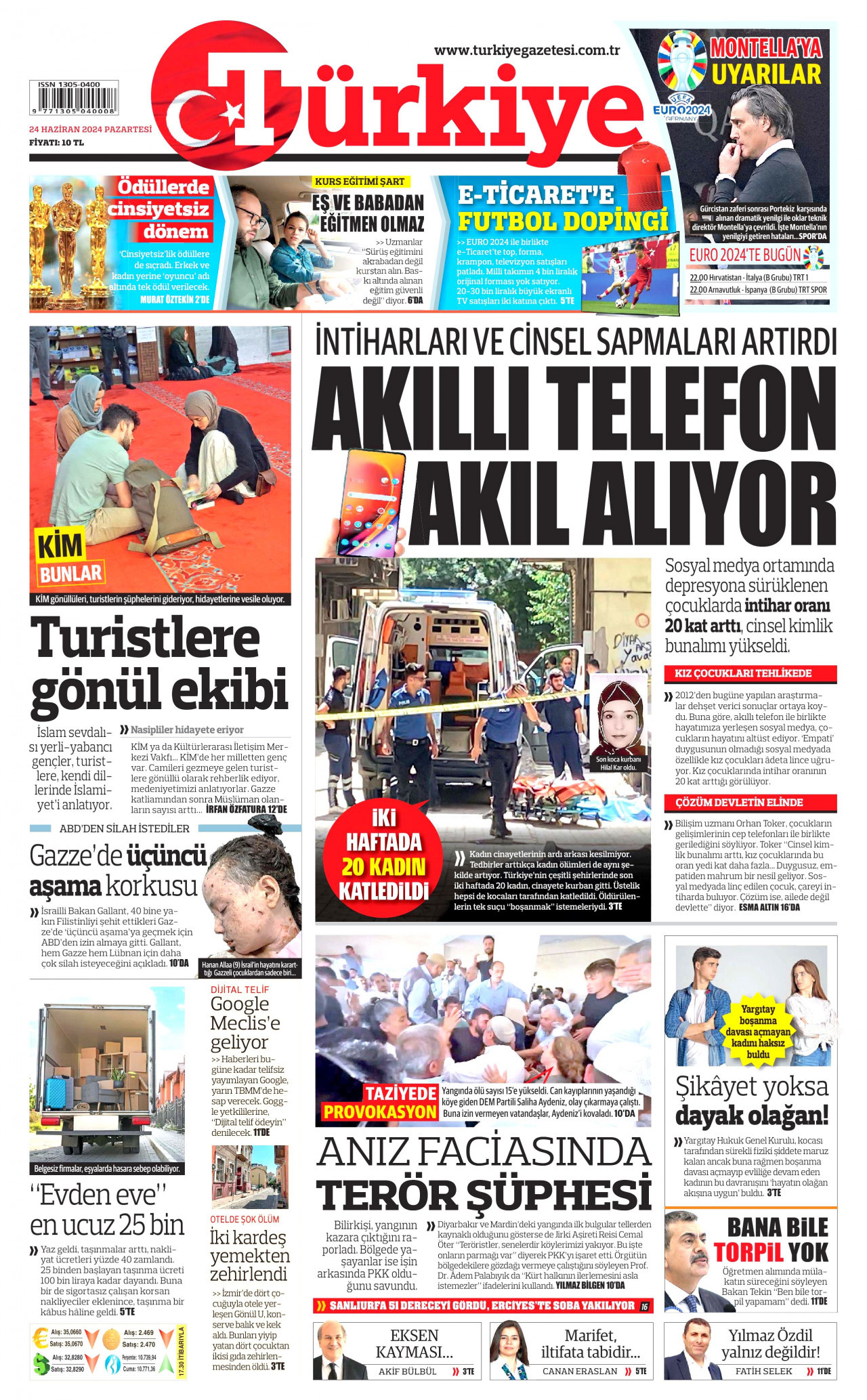 TÜRKİYE GAZETESİ 24 Haziran 2024 Gazete Manşeti Büyük