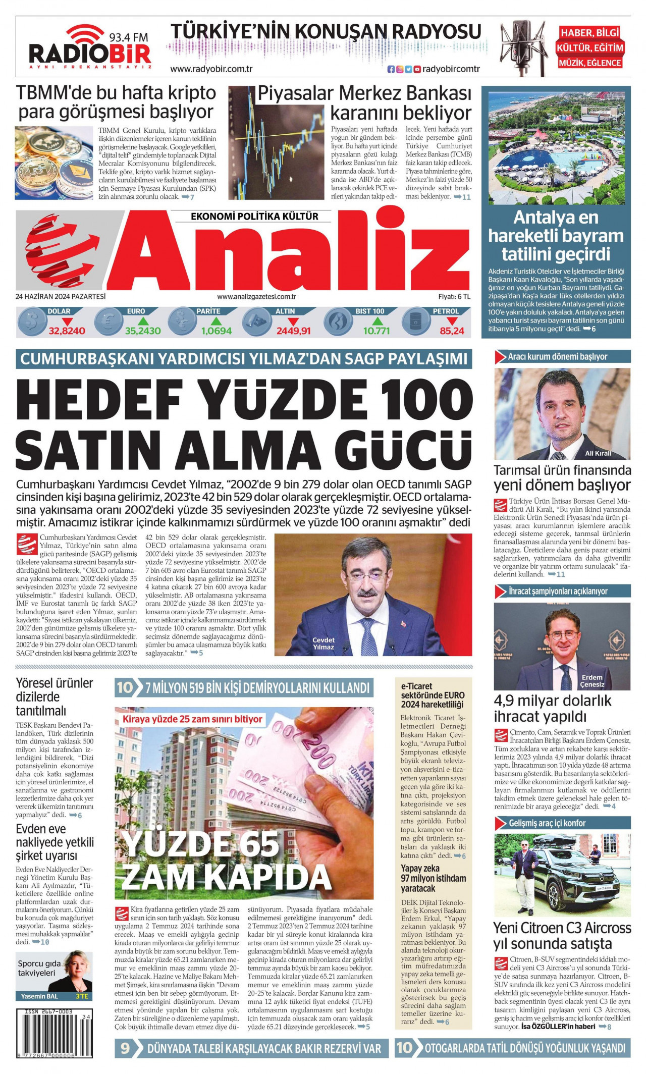 ANALİZ 24 Haziran 2024 Gazete Manşeti Büyük