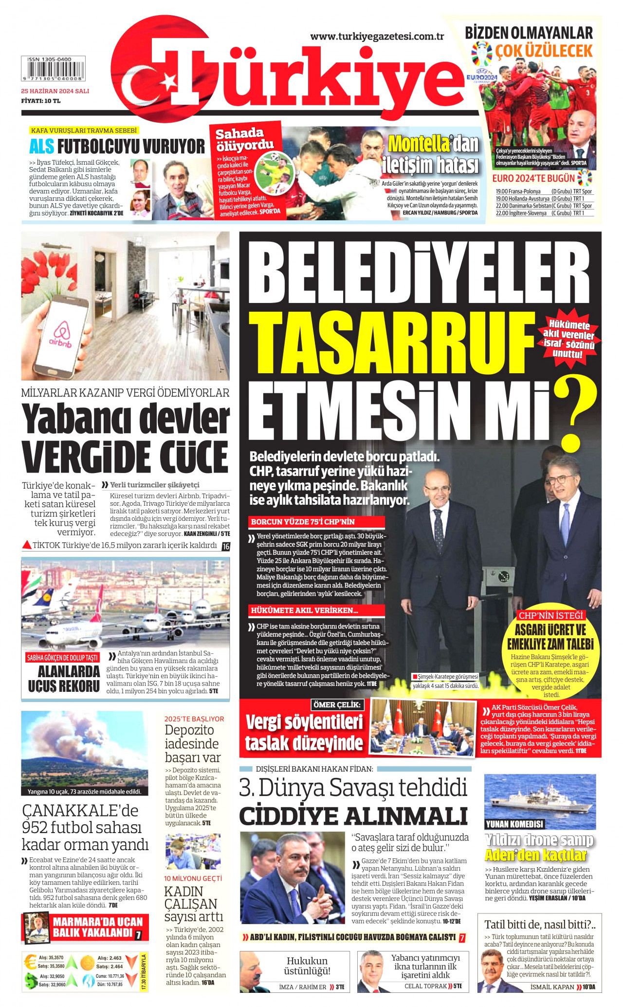 TÜRKİYE GAZETESİ 25 Haziran 2024 Gazete Manşeti Büyük