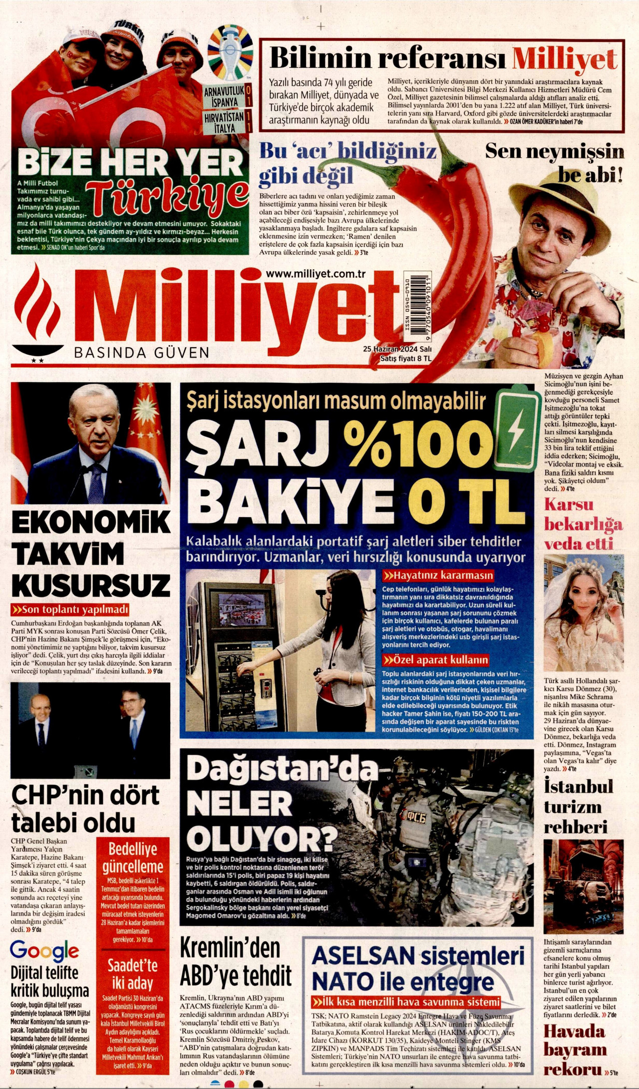 MİLLİYET 25 Haziran 2024 Gazete Manşeti Büyük