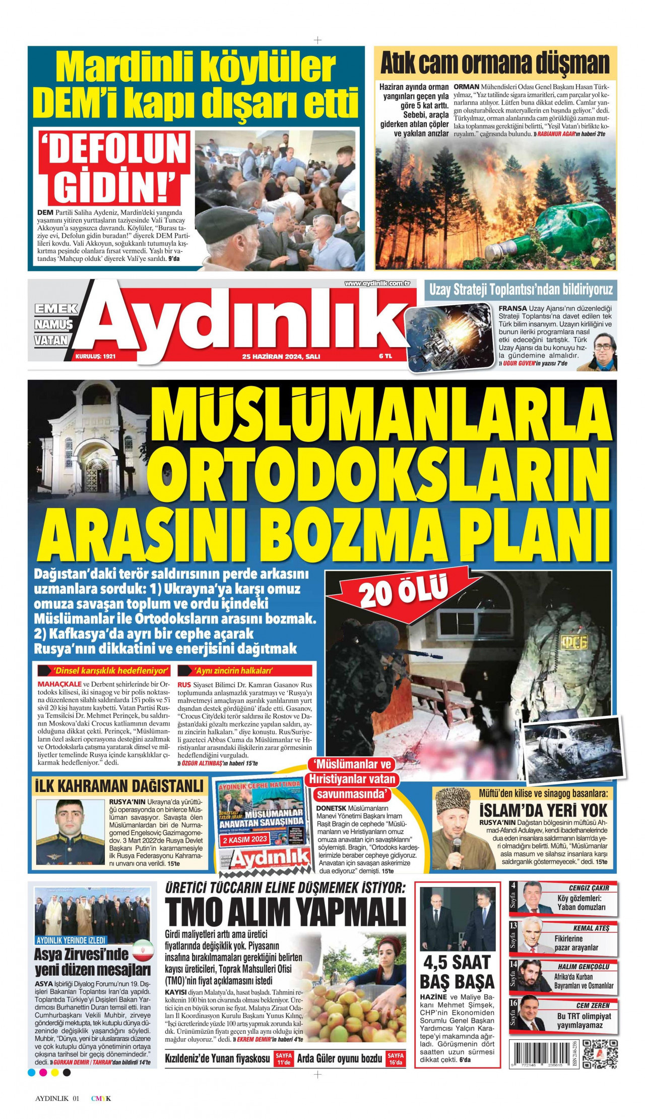 AYDINLIK GAZETESİ 25 Haziran 2024 Gazete Manşeti Büyük