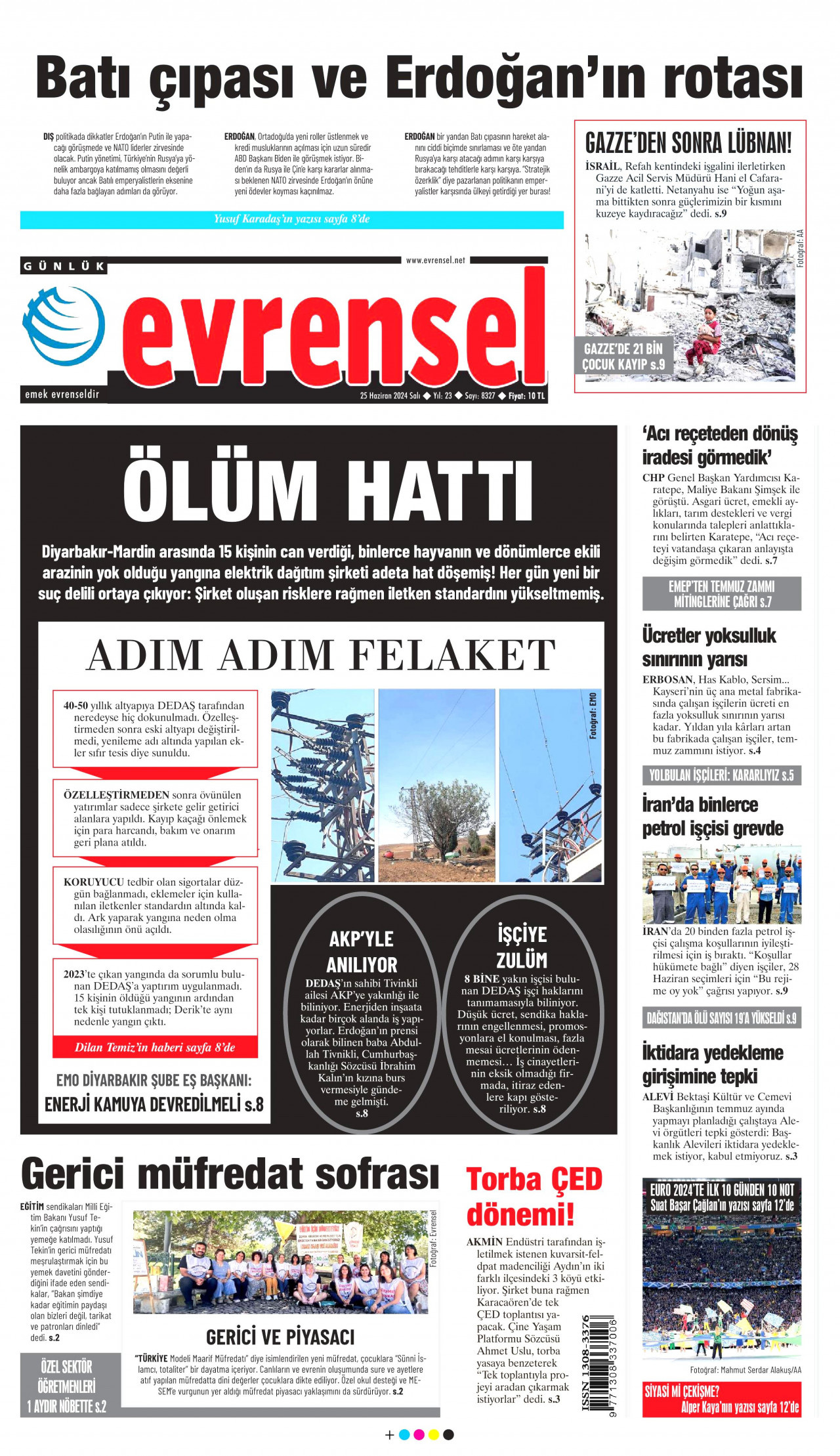 EVRENSEL 25 Haziran 2024 Gazete Manşeti Büyük