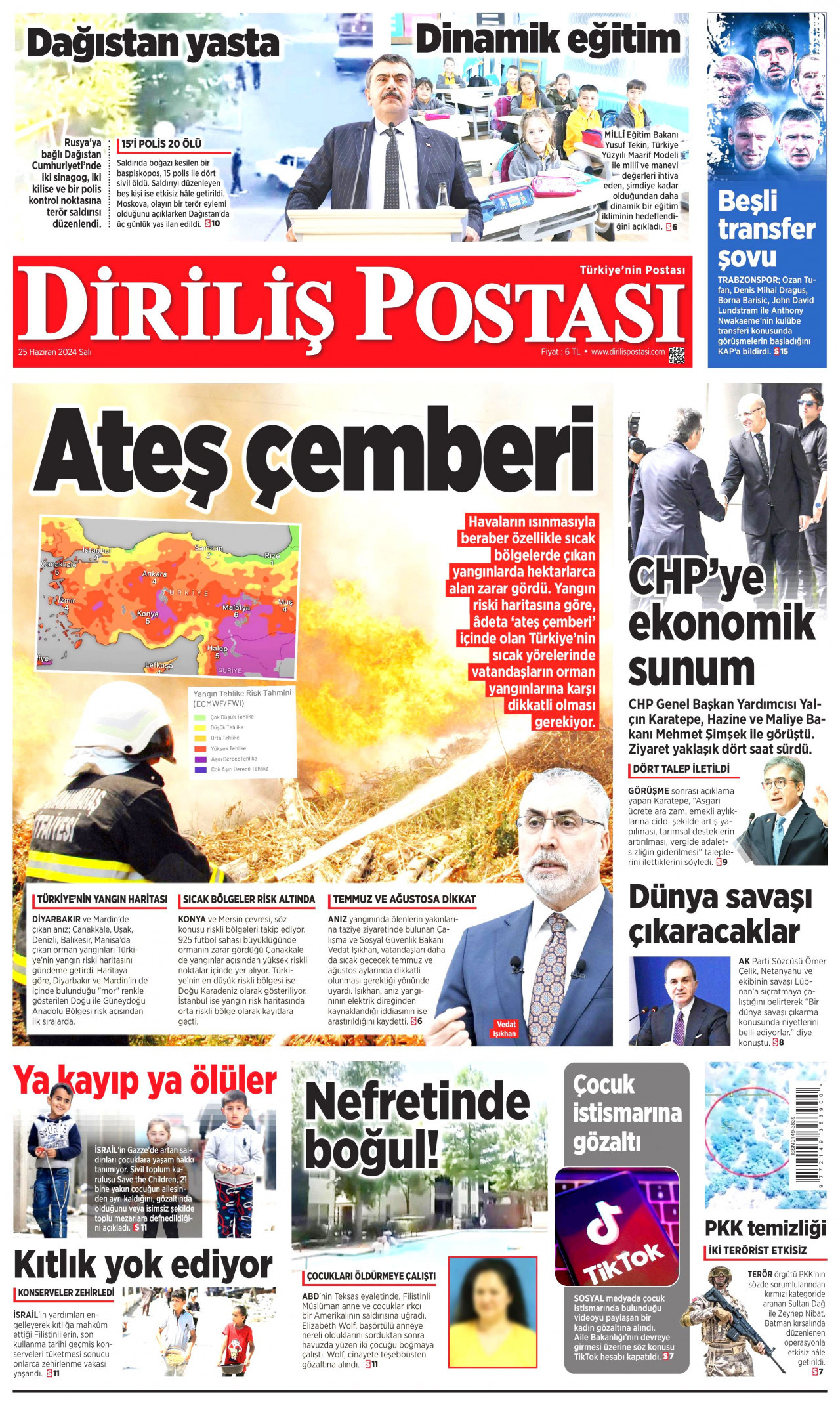 DİRİLİŞ POSTASI 25 Haziran 2024 Gazete Manşeti Büyük