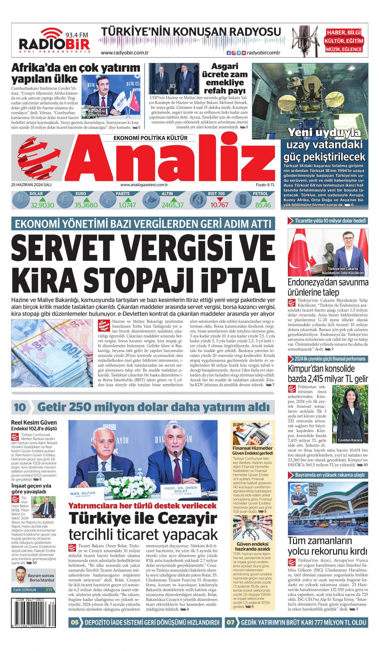 ANALİZ 25 Haziran 2024 Gazete Manşeti Büyük