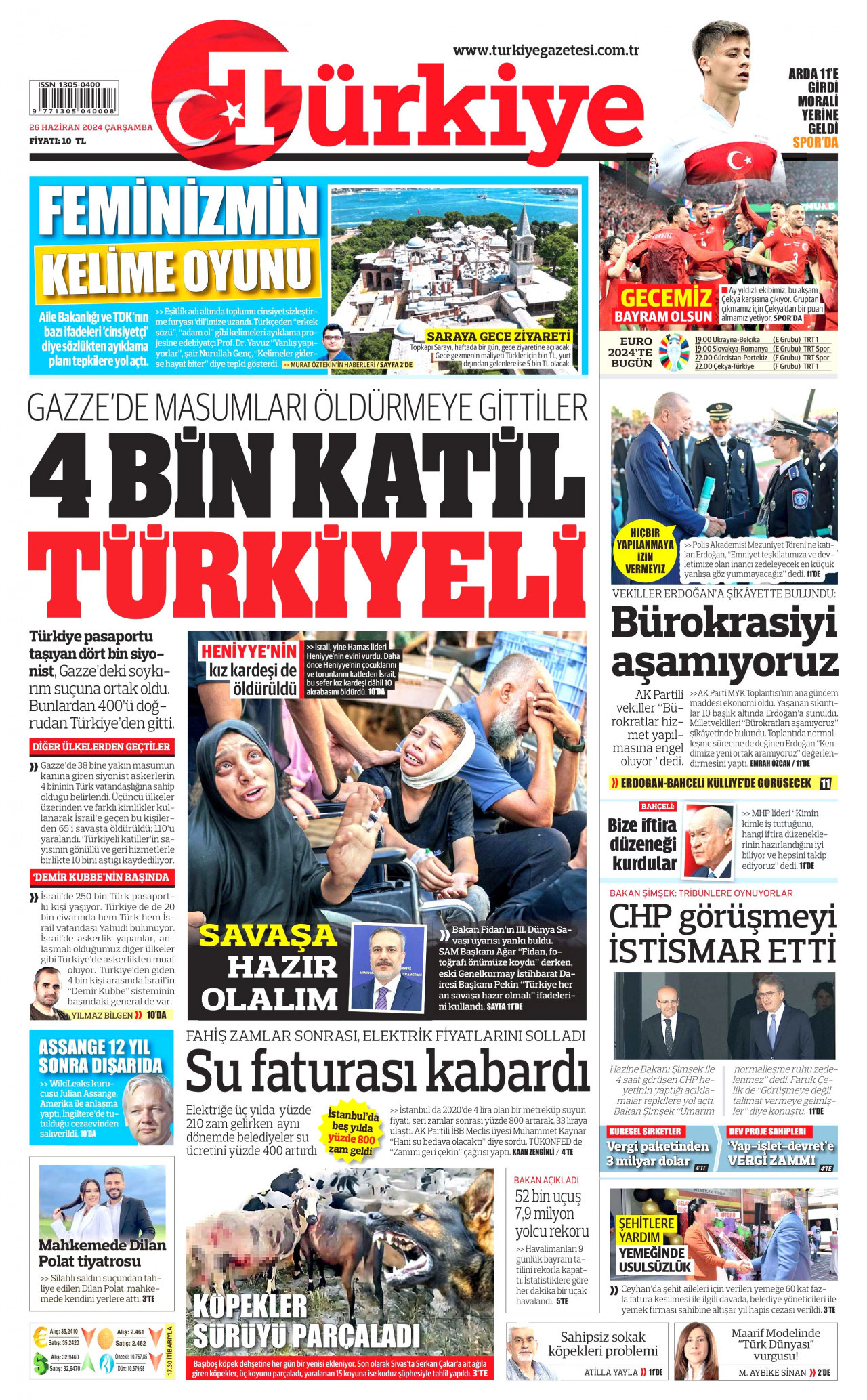 TÜRKİYE GAZETESİ 26 Haziran 2024 Gazete Manşeti Büyük