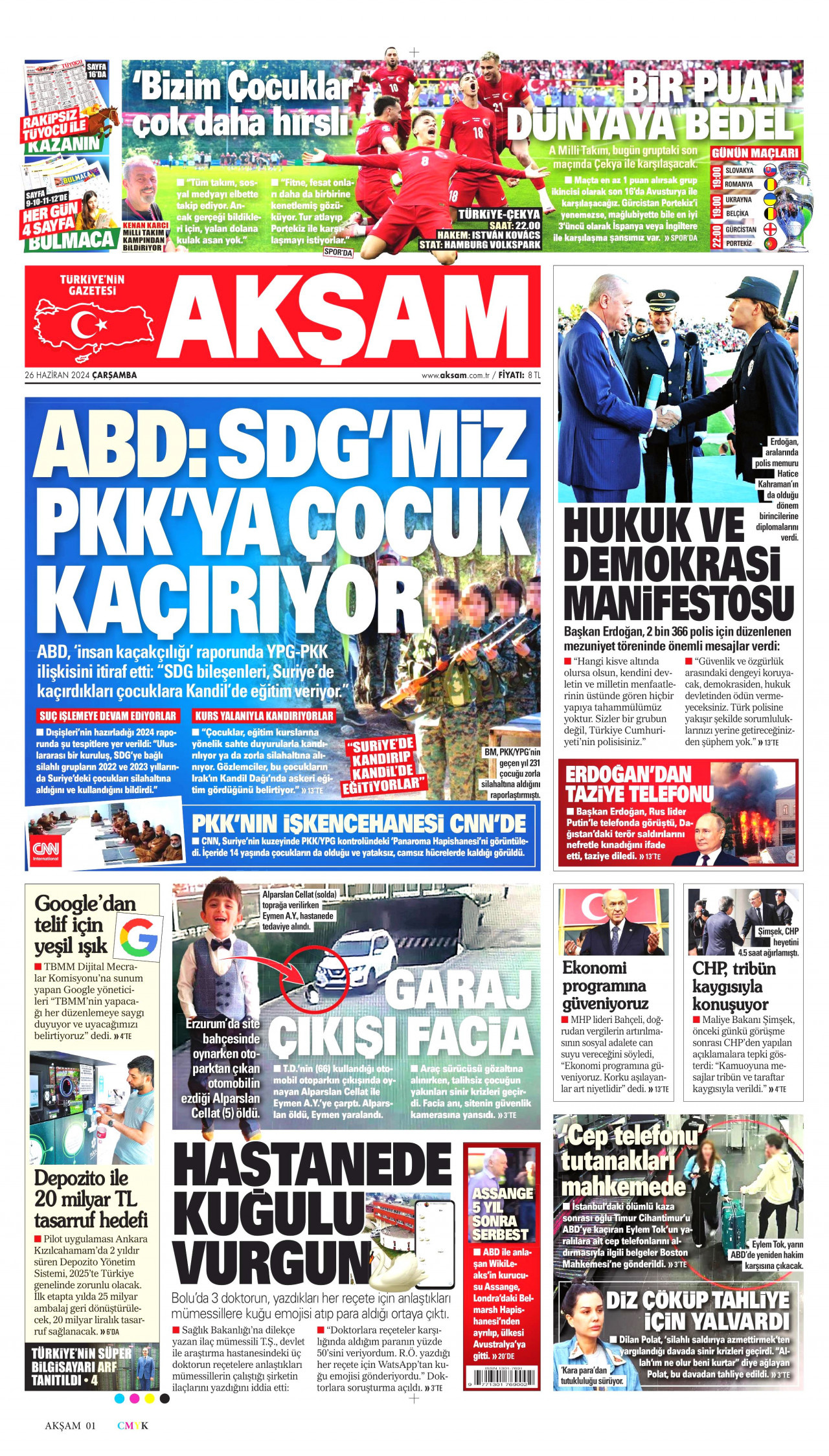 AKŞAM 26 Haziran 2024 Gazete Manşeti Büyük