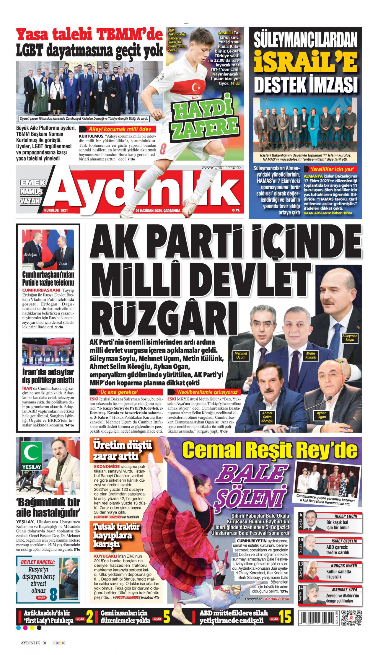 AYDINLIK GAZETESİ 26 Haziran 2024 Gazete Manşeti Büyük