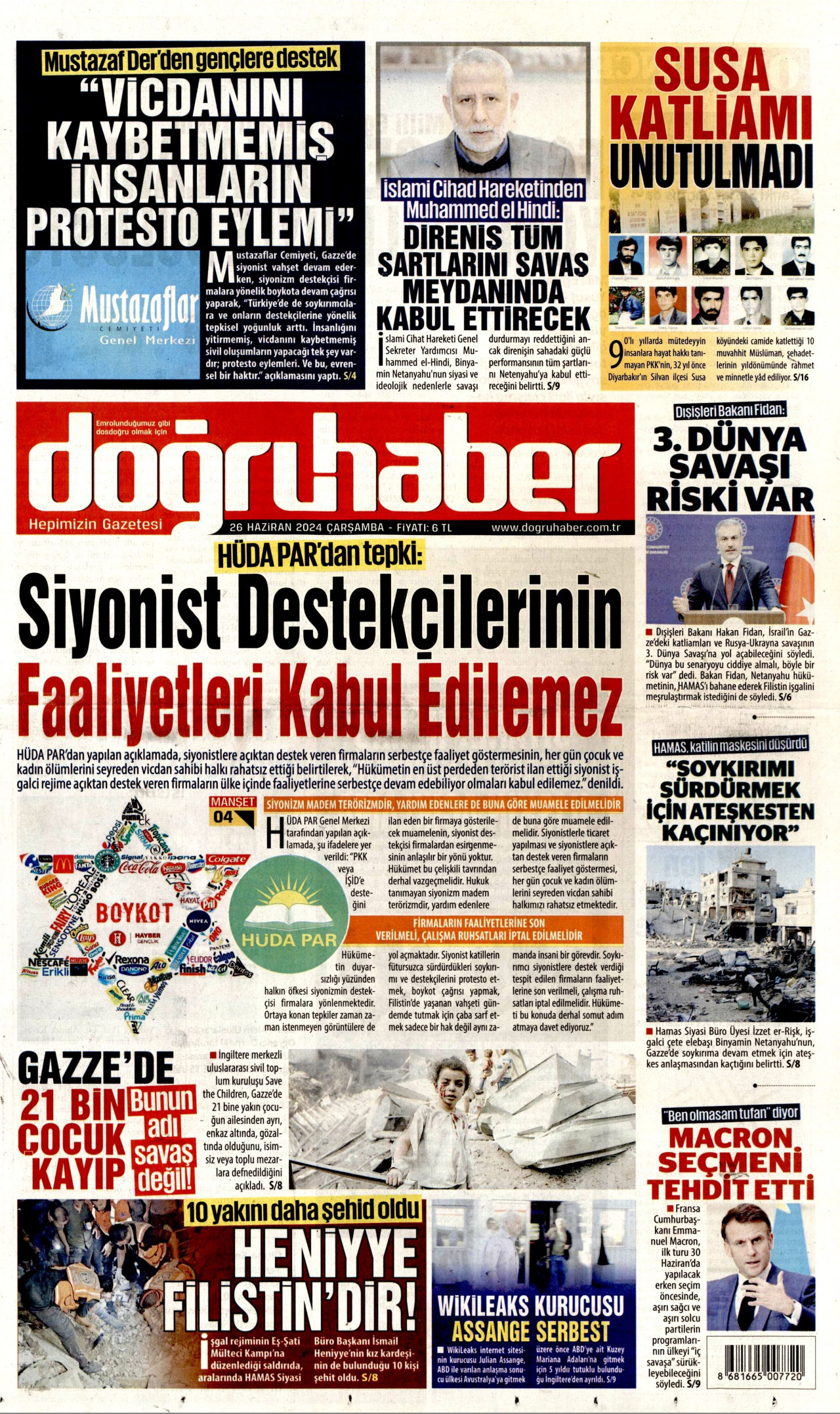 DOĞRU HABER 26 Haziran 2024 Gazete Manşeti Büyük