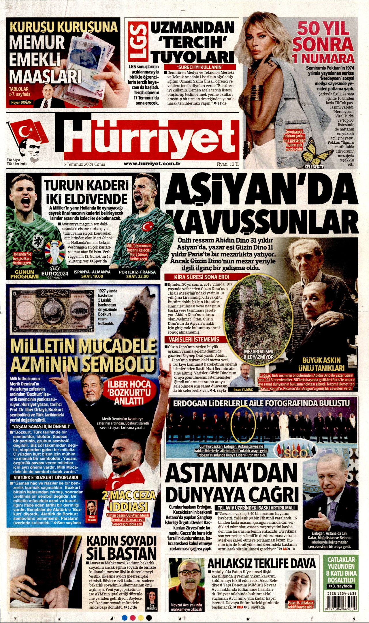 HÜRRİYET 5 Temmuz 2024 Gazete Manşeti Büyük