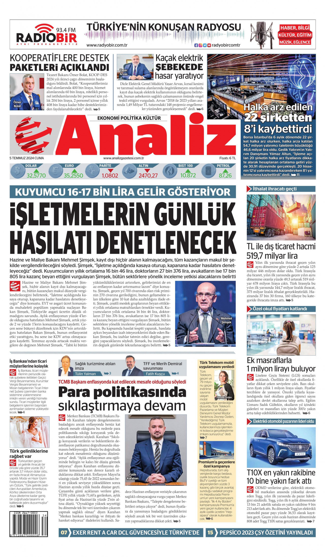 ANALİZ 5 Temmuz 2024 Gazete Manşeti Büyük