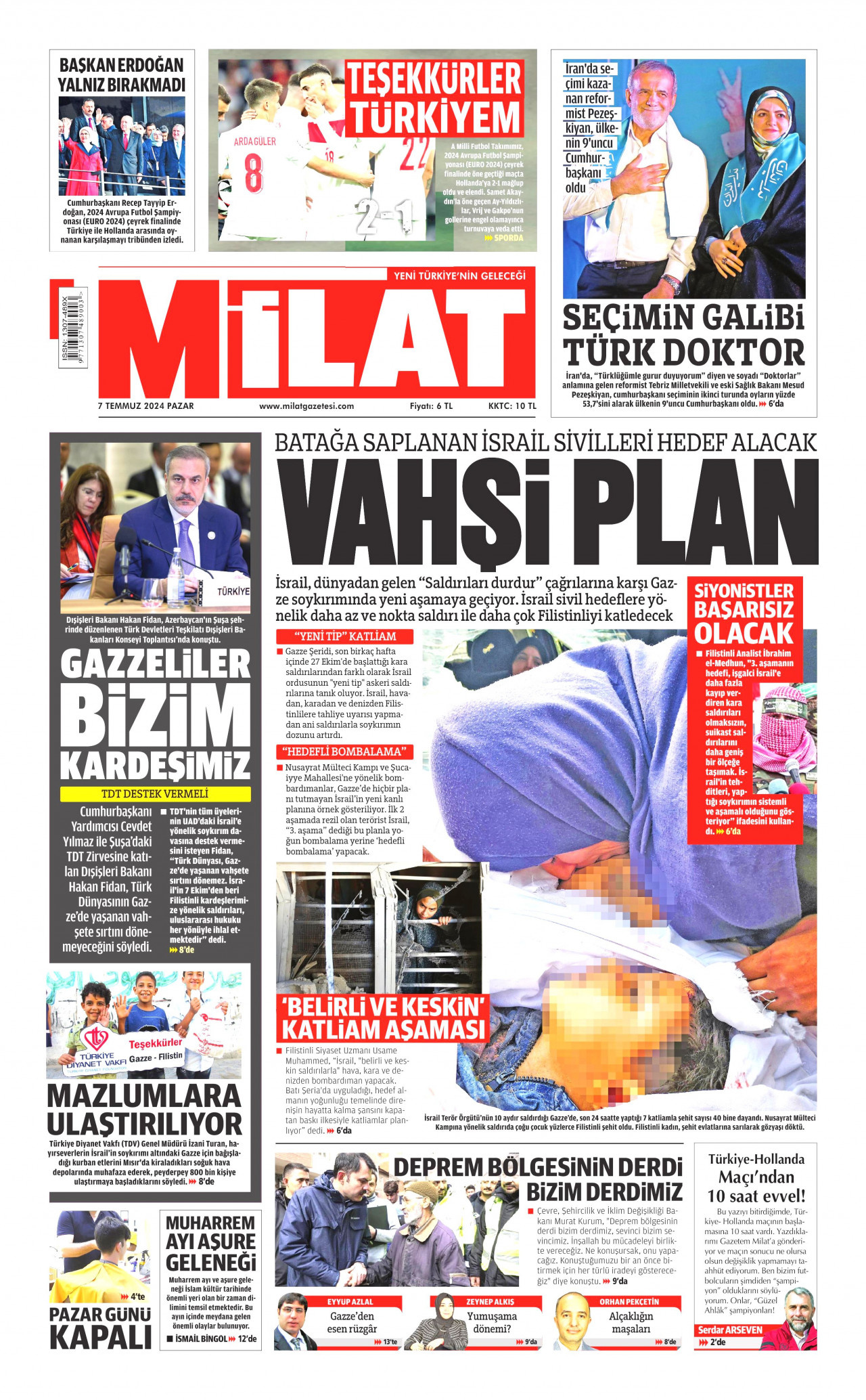 MİLAT 7 Temmuz 2024 Gazete Manşeti Büyük