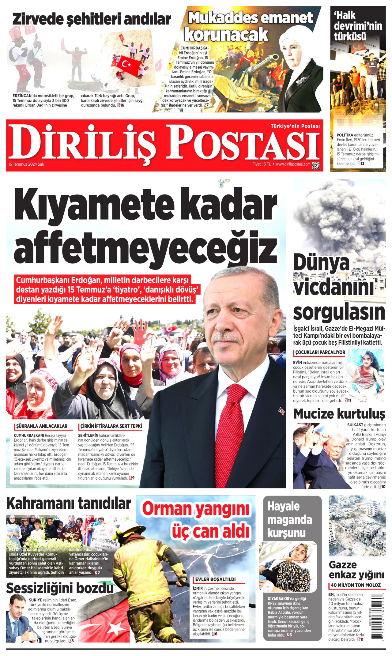 DİRİLİŞ POSTASI 16 Temmuz 2024 Gazete Manşeti Büyük