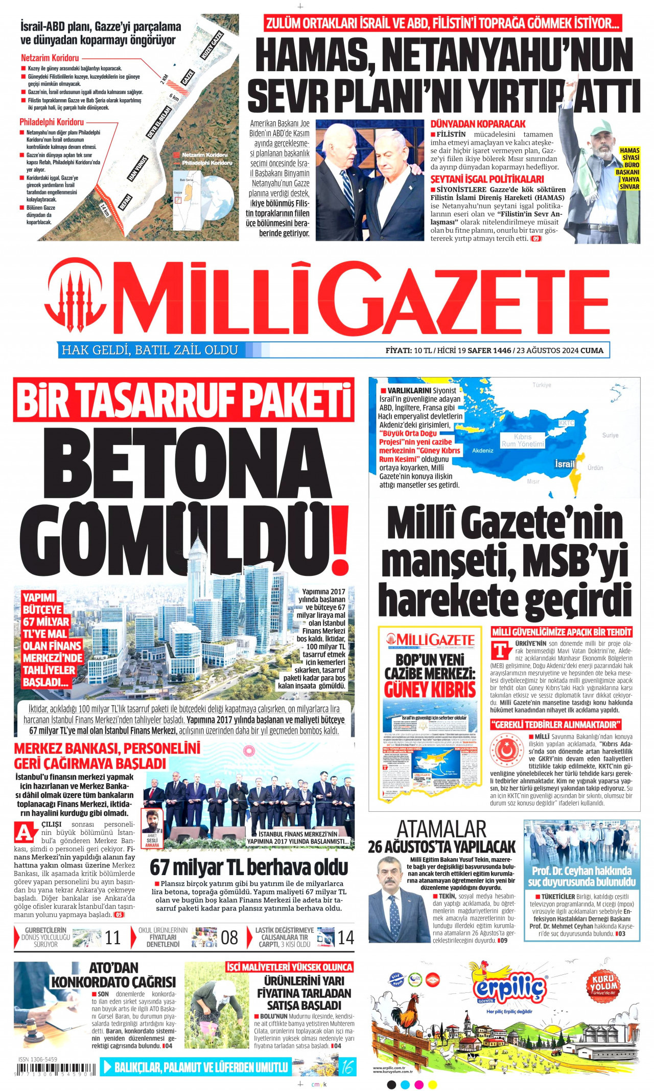 MİLLİ GAZETE 23 Ağustos 2024 Gazete Manşeti Büyük