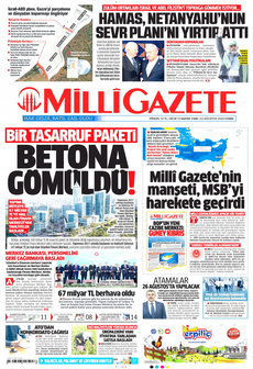 MİLLİ GAZETE 23 Ağustos 2024 Gazete Manşeti Küçük