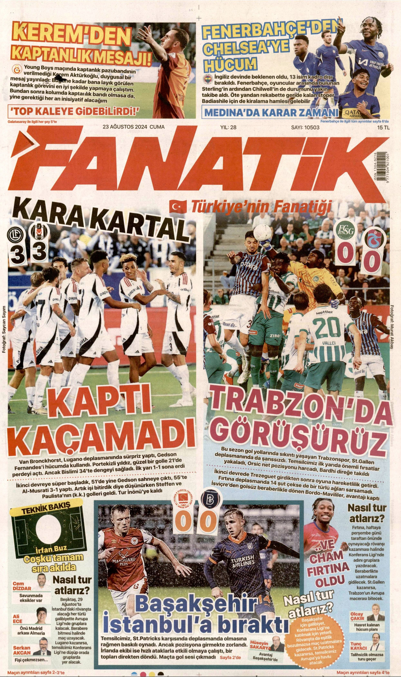 FANATİK 23 Ağustos 2024 Gazete Manşeti Büyük