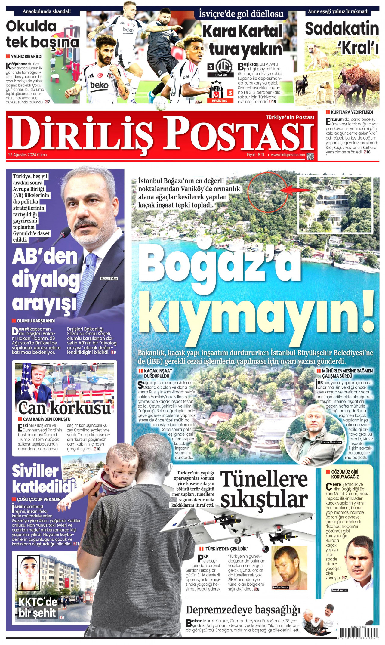 DİRİLİŞ POSTASI 23 Ağustos 2024 Gazete Manşeti Büyük