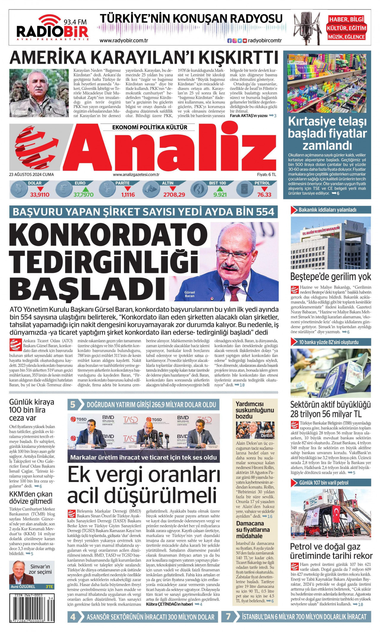 ANALİZ 23 Ağustos 2024 Gazete Manşeti Büyük