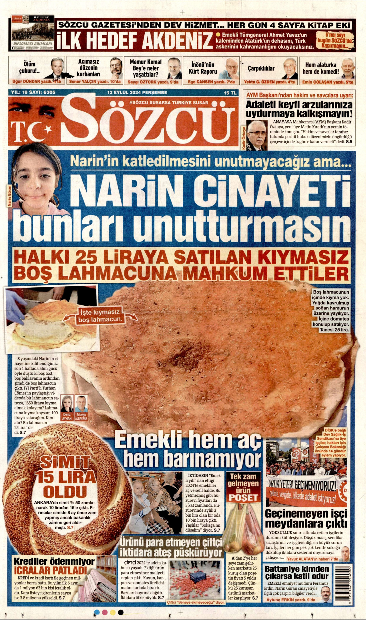 SÖZCÜ 12 Eylül 2024 Gazete Manşeti Büyük