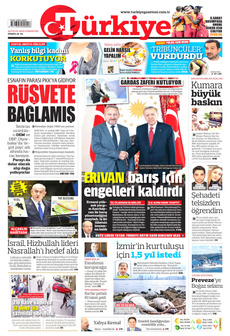 TÜRKİYE GAZETESİ 28 Eylül 2024 Gazete Manşeti Küçük