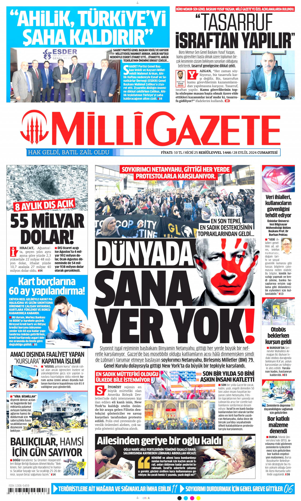 MİLLİ GAZETE 28 Eylül 2024 Gazete Manşeti Büyük