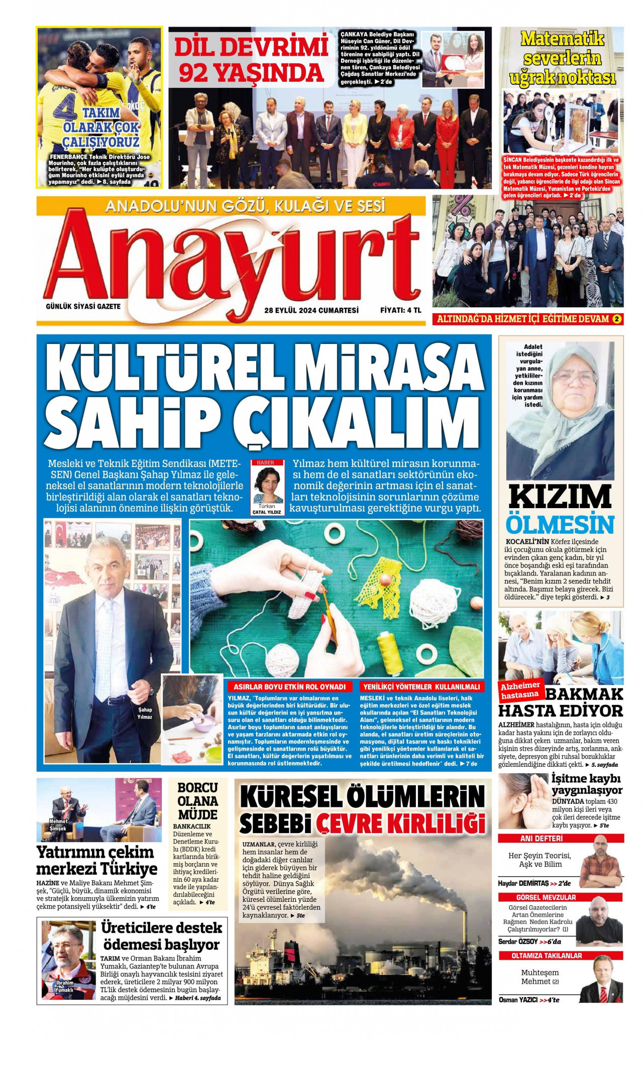 ANAYURT 28 Eylül 2024 Gazete Manşeti Büyük