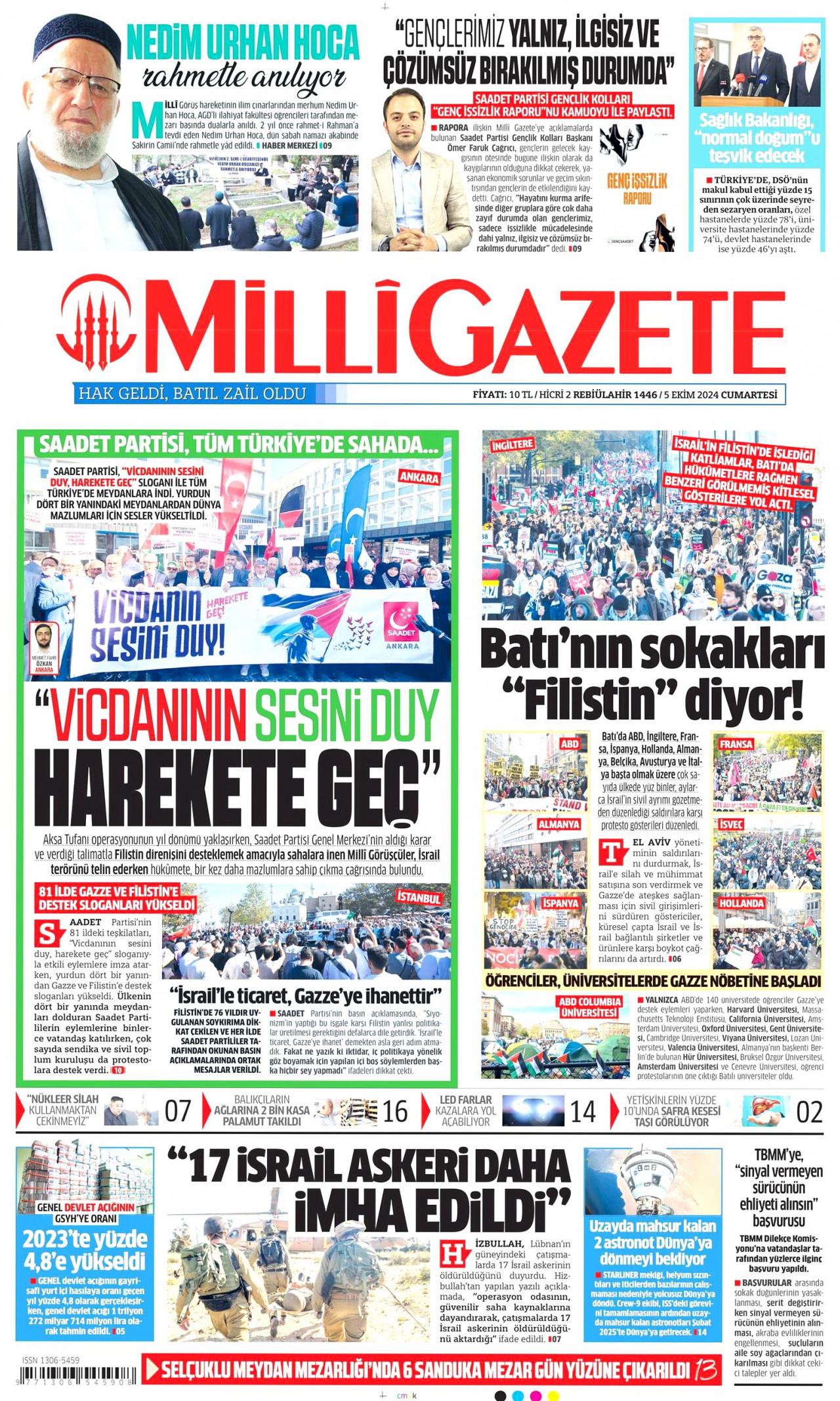 MİLLİ GAZETE 5 Ekim 2024 Gazete Manşeti Büyük