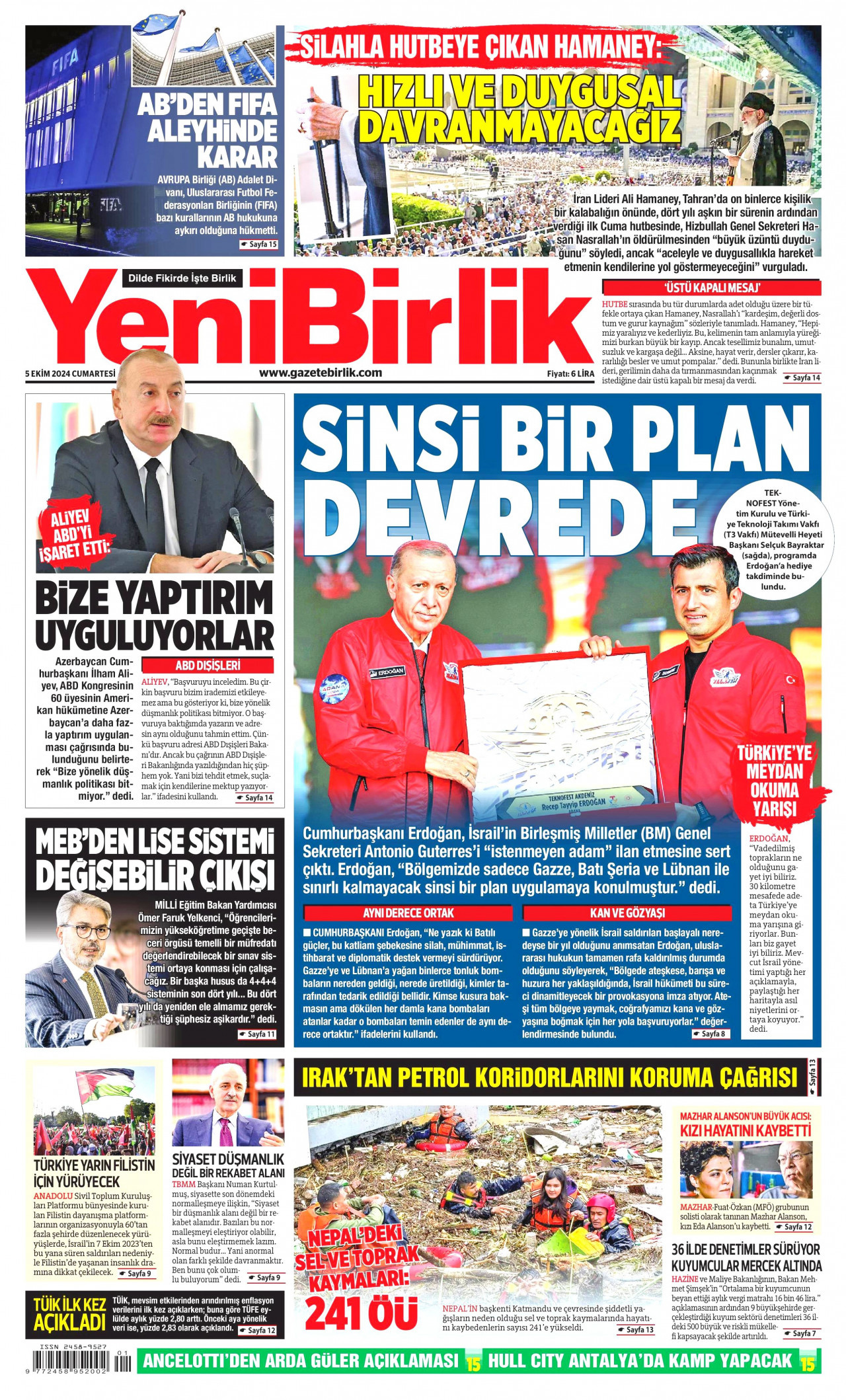 YENİBİRLİK 5 Ekim 2024 Gazete Manşeti Büyük