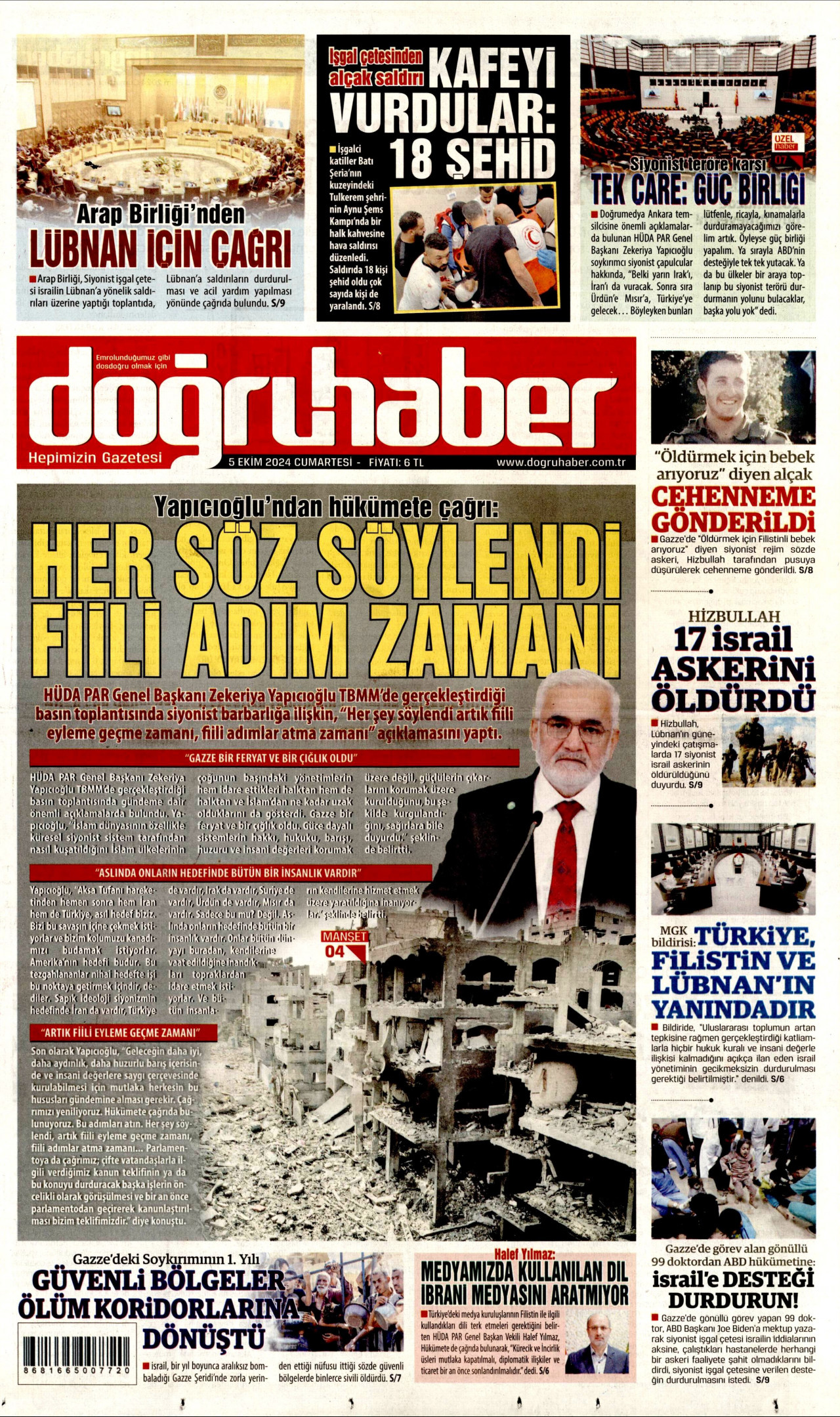 DOĞRU HABER 5 Ekim 2024 Gazete Manşeti Büyük