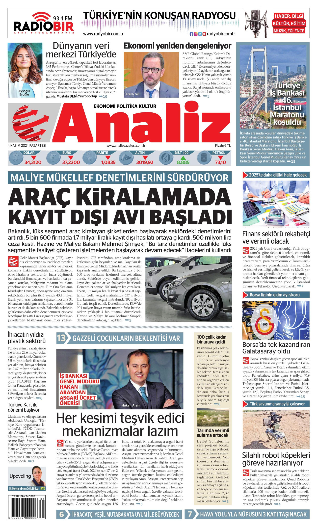 ANALİZ 4 Kasım 2024 Gazete Manşeti Büyük