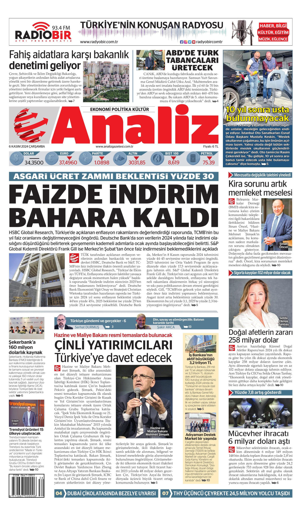 ANALİZ 6 Kasım 2024 Gazete Manşeti Büyük