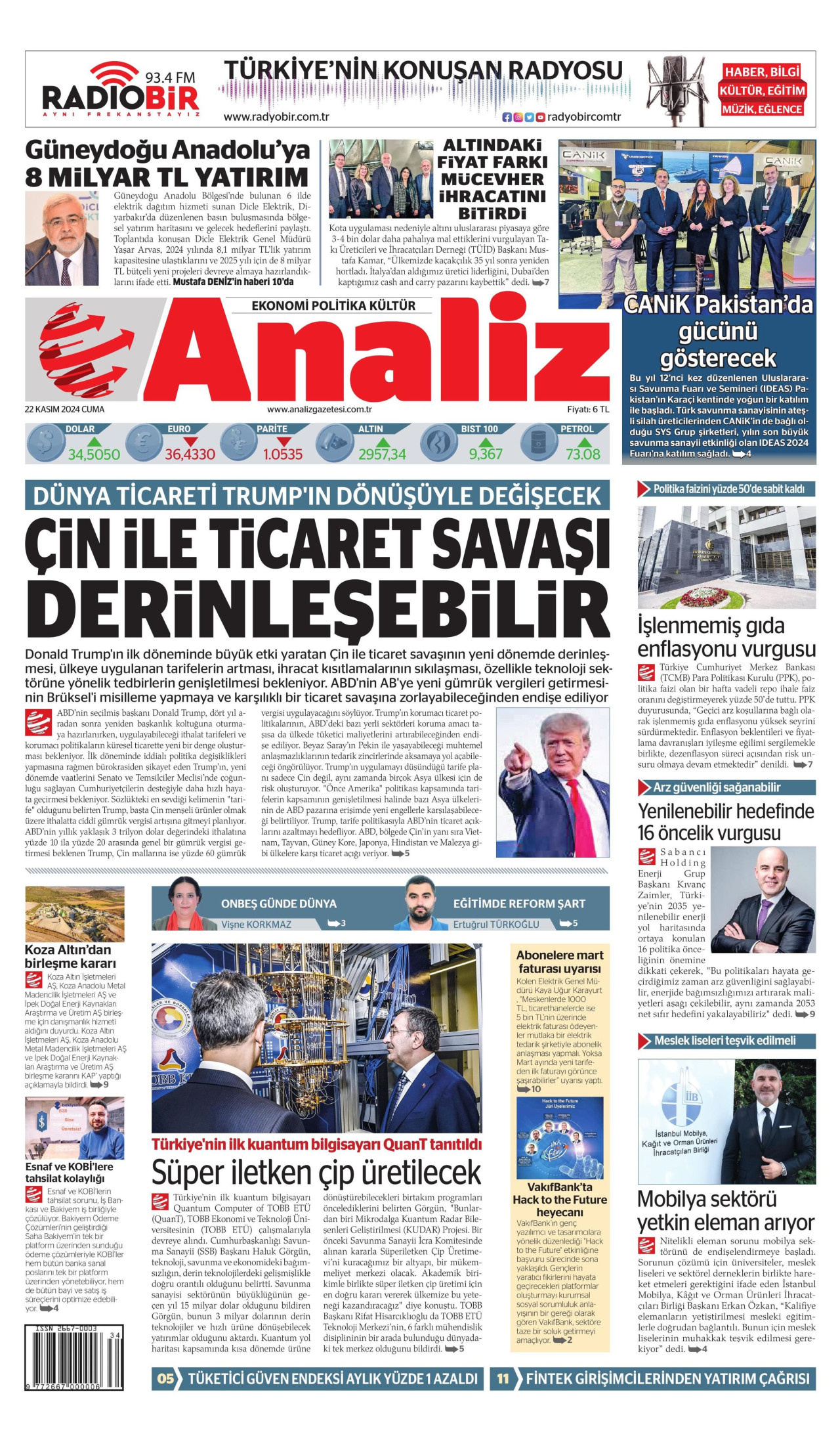 ANALİZ 22 Kasım 2024 Gazete Manşeti Büyük