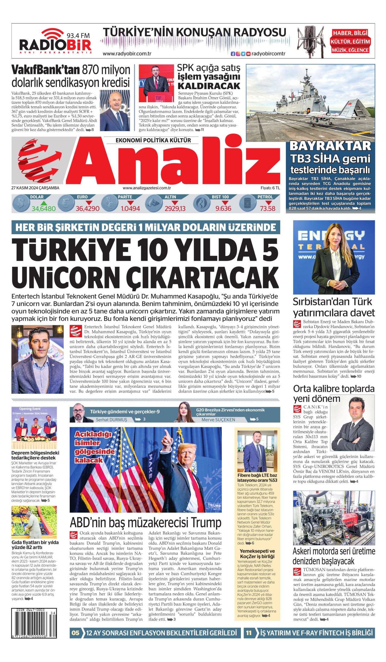 ANALİZ 27 Kasım 2024 Gazete Manşeti Büyük