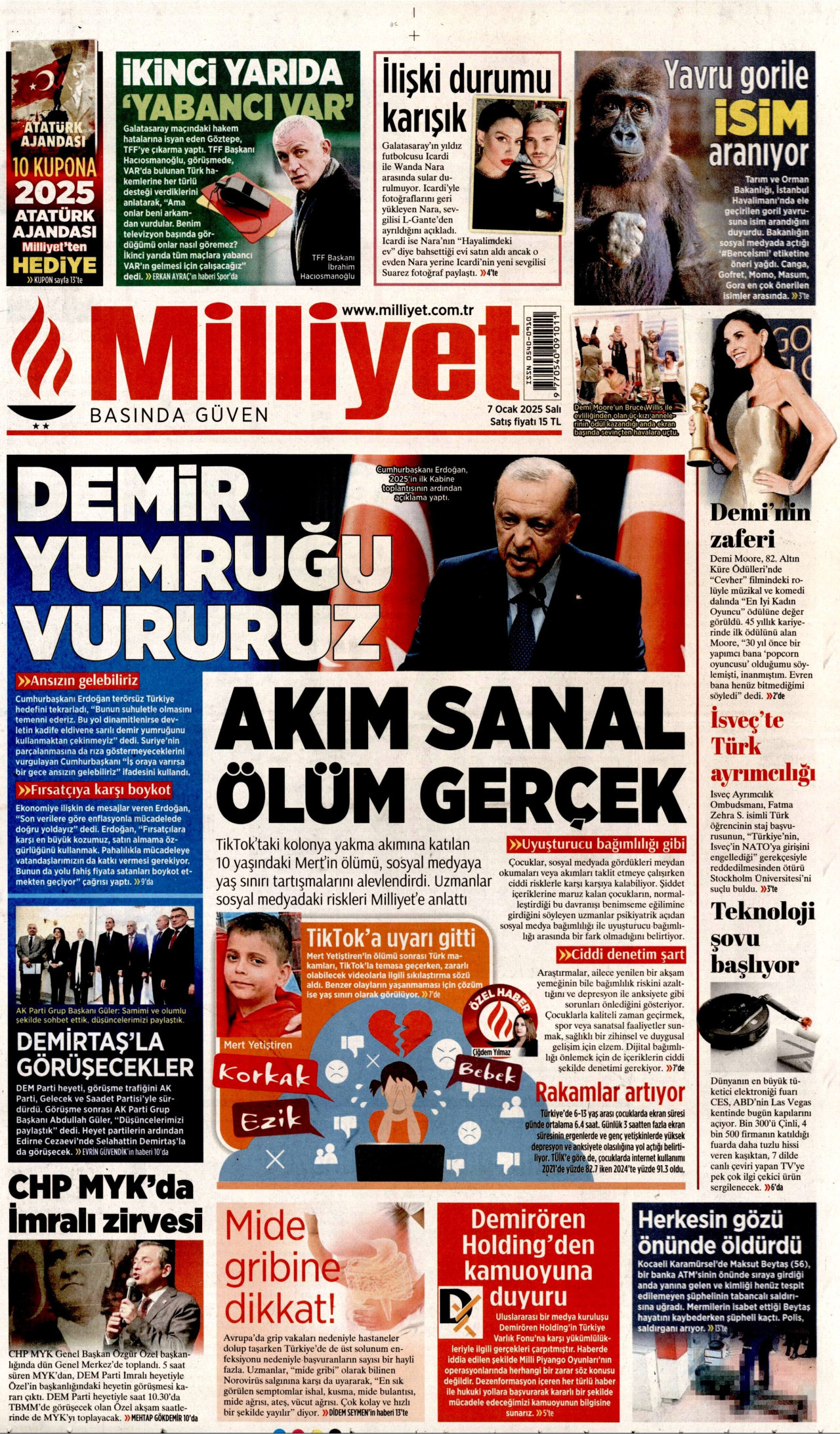 MİLLİYET 7 Ocak 2025 Gazete Manşeti Büyük