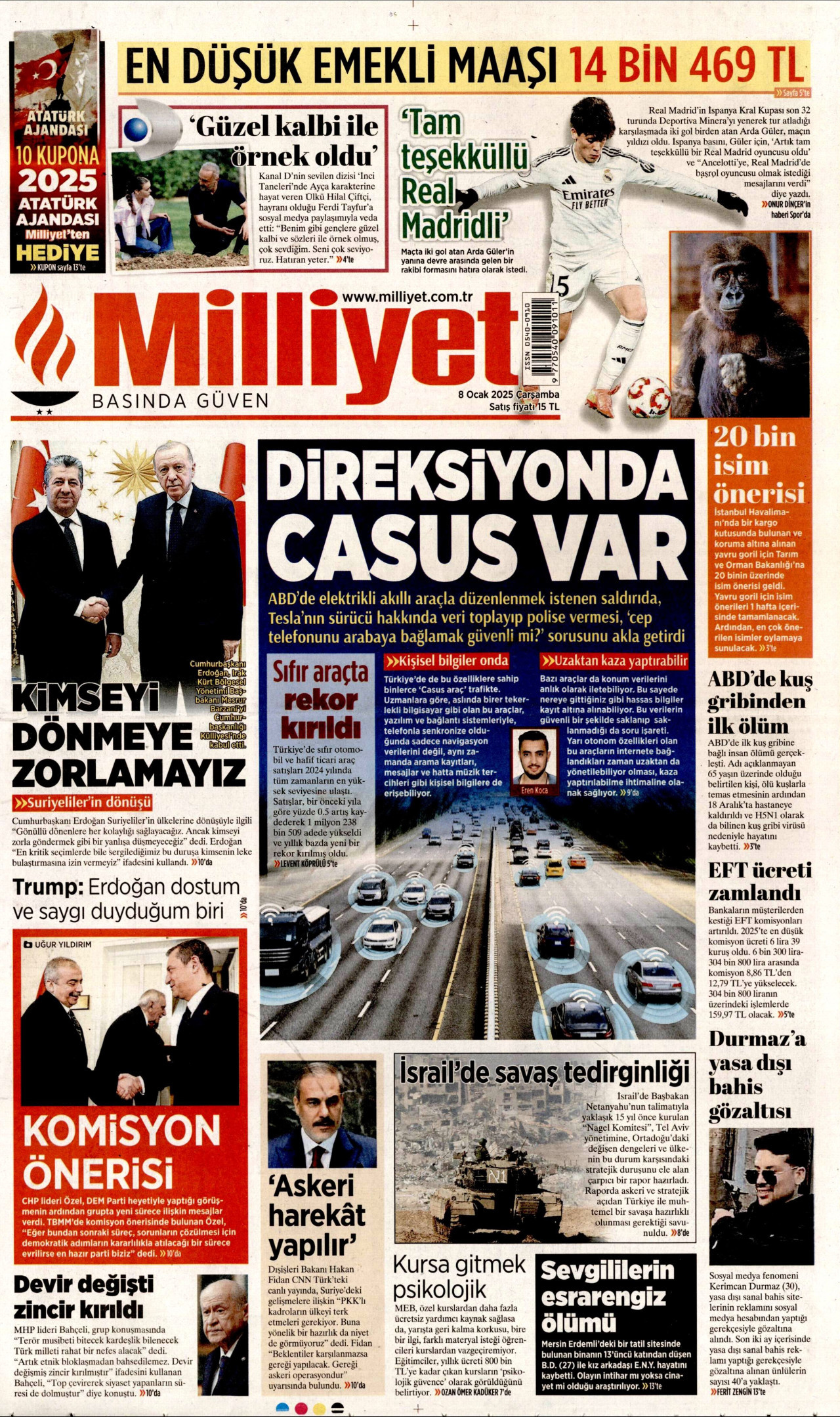 MİLLİYET 8 Ocak 2025 Gazete Manşeti Büyük