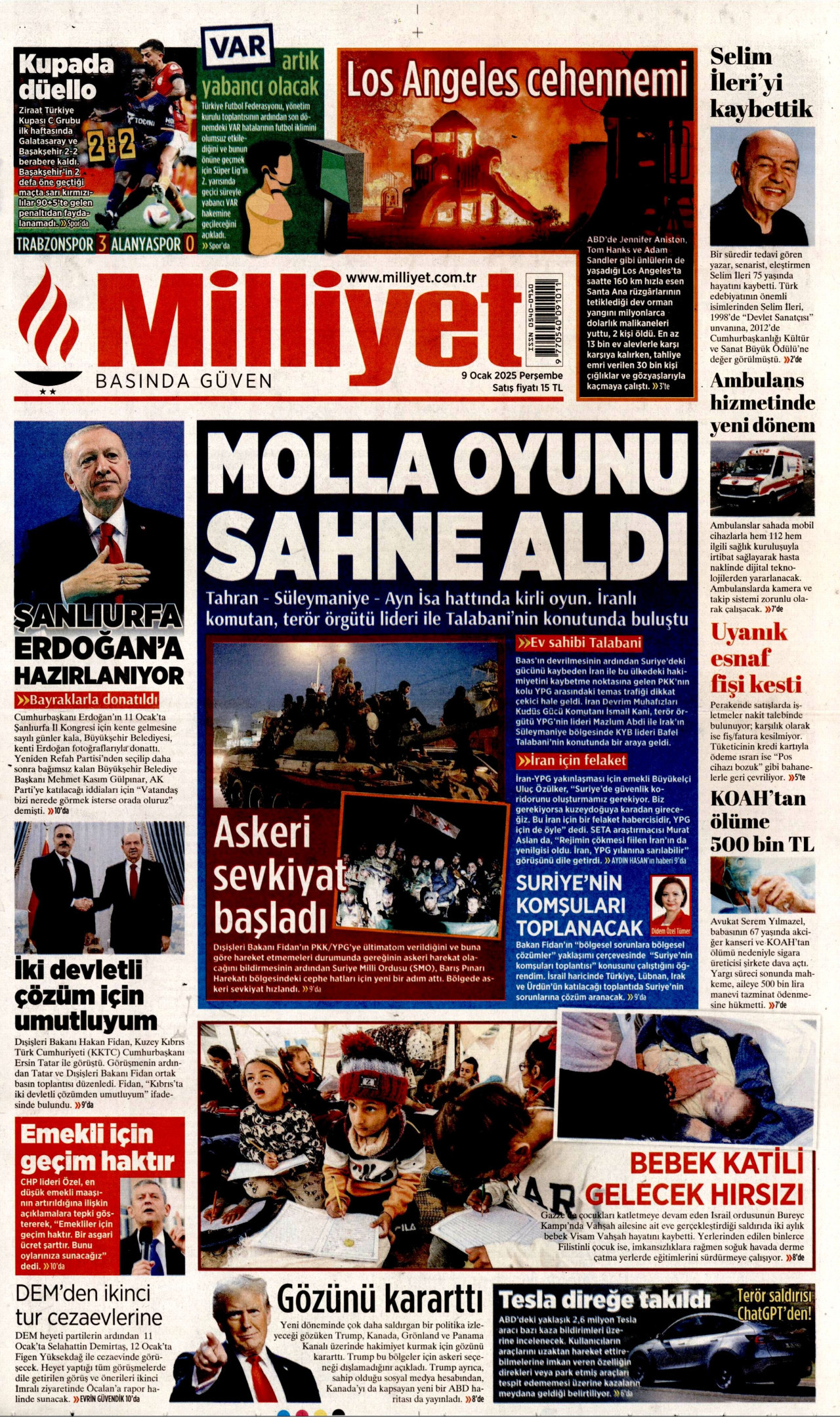 MİLLİYET 9 Ocak 2025 Gazete Manşeti Büyük