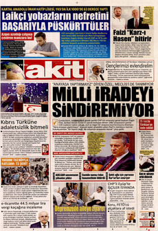 YENİ AKİT 21 Temmuz 2025 Gazete Manşeti Küçük