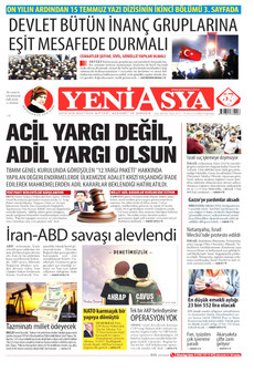 YENİ ASYA 16 Temmuz 2026 Gazete Manşeti Küçük
