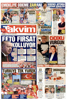 TAKVİM 16 Temmuz 2026 Gazete Manşeti Küçük
