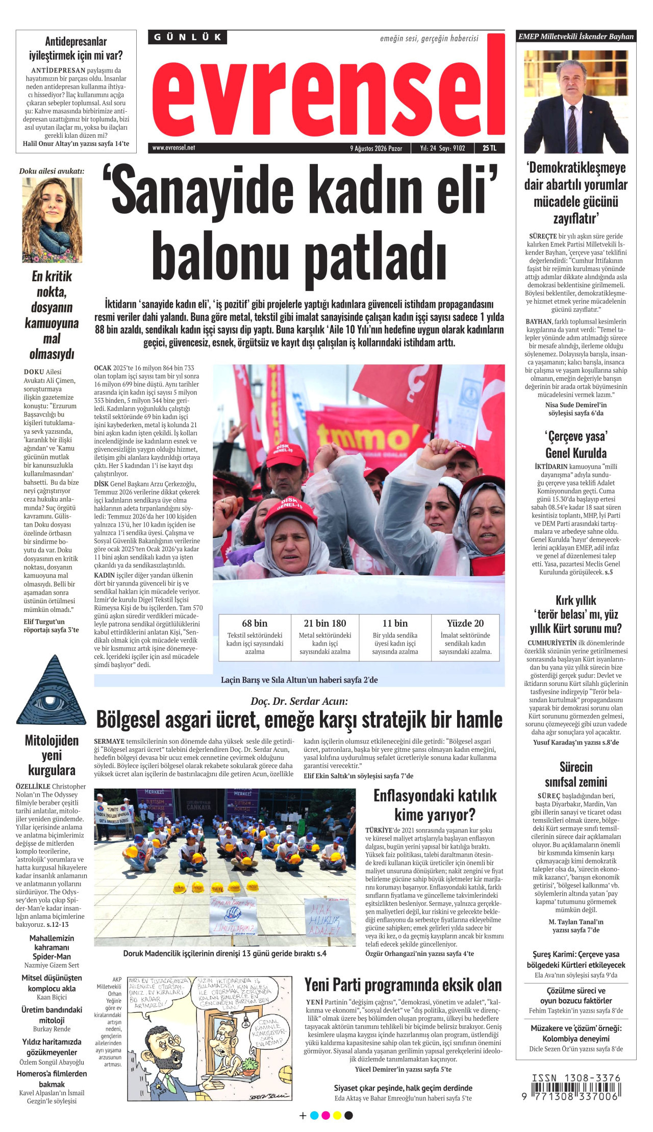 EVRENSEL 9 Ağustos 2026 Gazete Manşeti Büyük