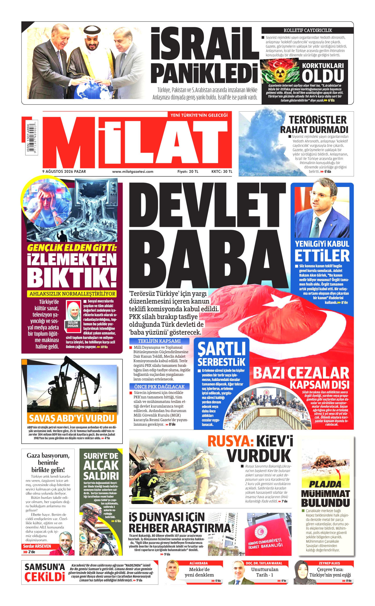 MİLAT 9 Ağustos 2026 Gazete Manşeti Büyük
