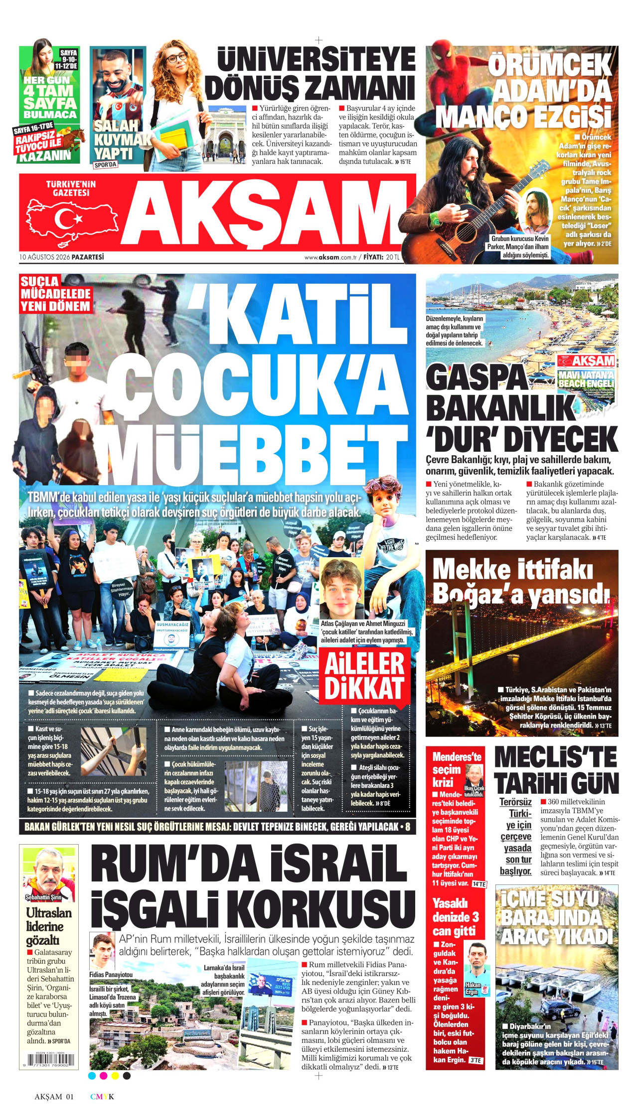 AKŞAM 10 Ağustos 2026 Gazete Manşeti Büyük