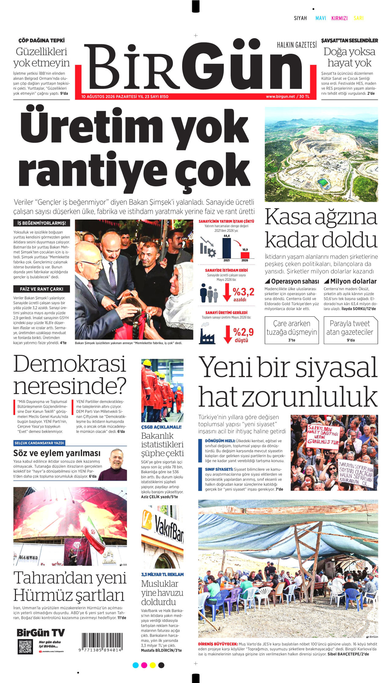 BİRGÜN 10 Ağustos 2026 Gazete Manşeti Büyük