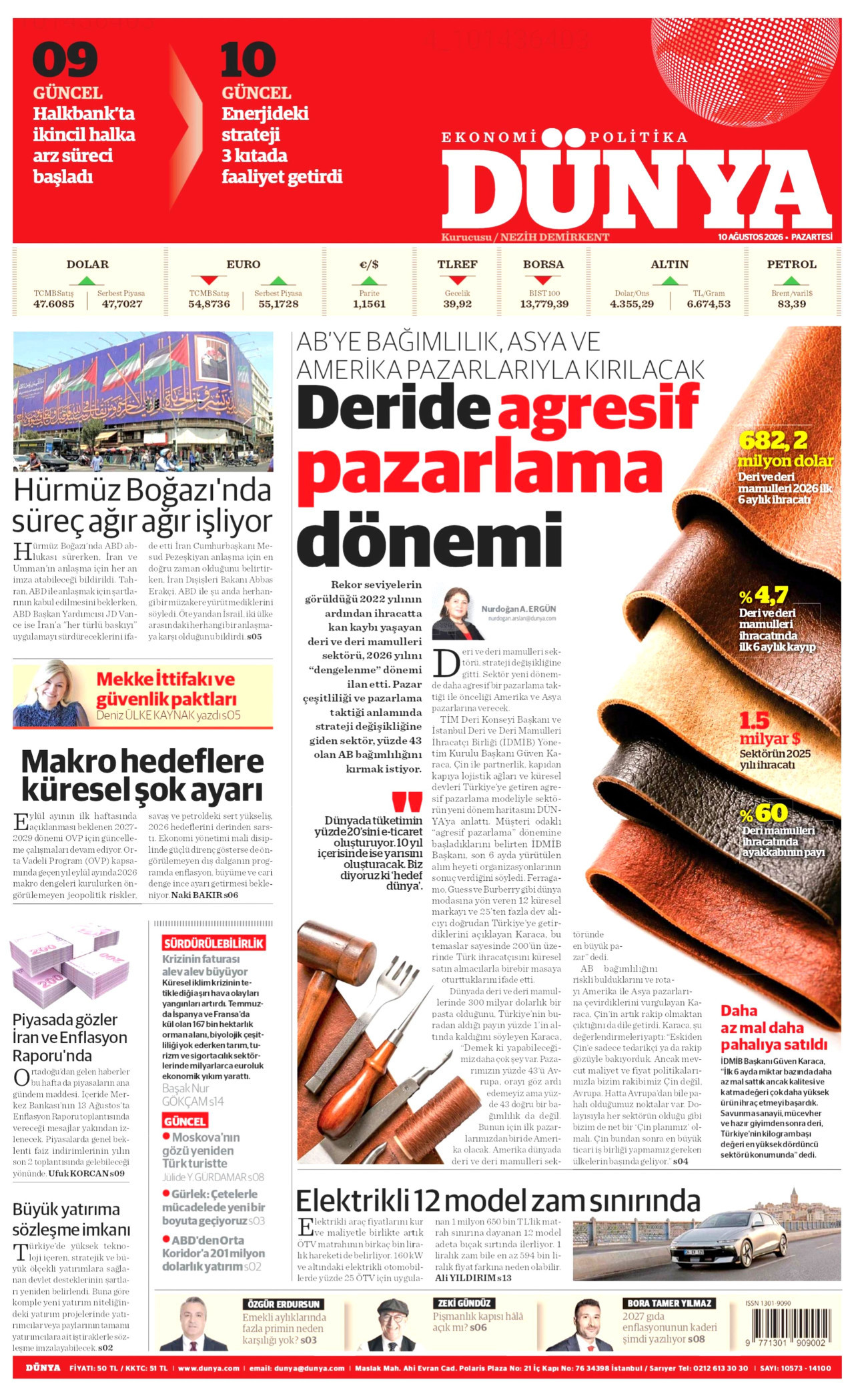 DÜNYA 10 Ağustos 2026 Gazete Manşeti Büyük