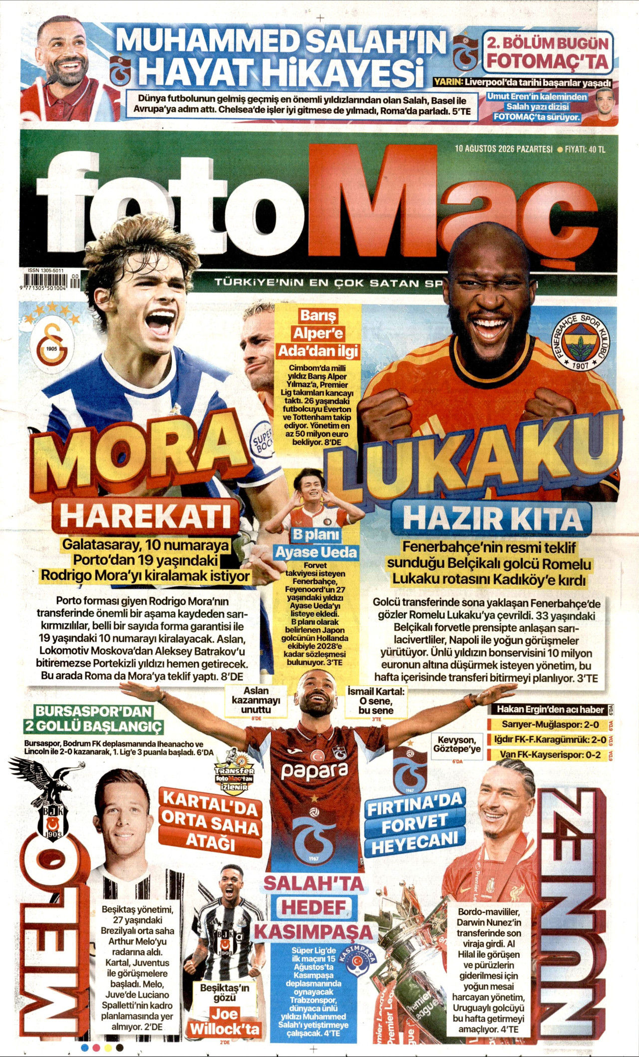 FOTOMAÇ 10 Ağustos 2026 Gazete Manşeti Büyük