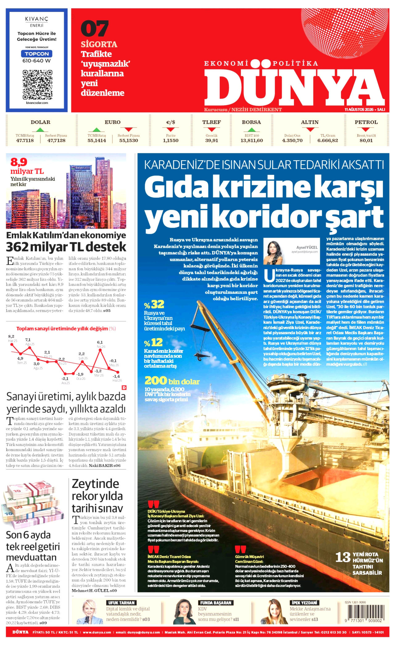 DÜNYA 11 Ağustos 2026 Gazete Manşeti Büyük